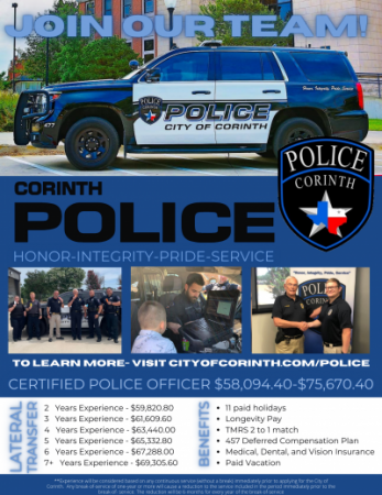 Career Opportunities City of Corinth Texas